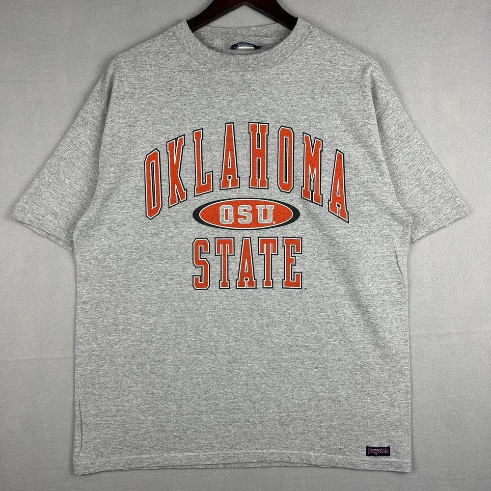 Vintage Oklahoma State University OSU Pistol Pete Grey Jansport Tee Shirt L